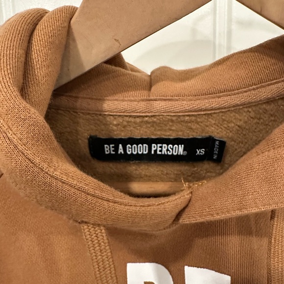 Be a Good Person Hoodie. Brown. Like new condition. XS. Raw sleeves. - Picture 8 of 9